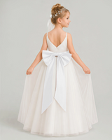 Ivory Tulle A-line Flower Girl Dress Back View