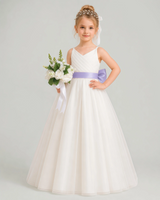 Lavender Tulle A-line Flower Girl Dress Front View
