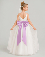 Lilac Tulle A-line Flower Girl Dress Back View