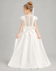 Dideyttawl White Flower Girl Dress Cap Sleeve Lace Back Satin Ball Gown
