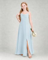 Baby Blue Chiffon A-line Junior Bridesmaid Dress Front View