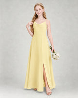 Daffodil Chiffon A-line Junior Bridesmaid Dress Front View
