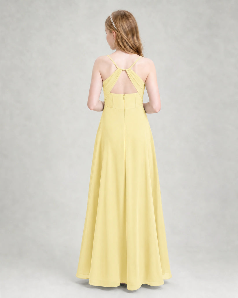 Daffodil Chiffon A-line Junior Bridesmaid Dress Back View