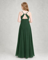 Emerald Green Chiffon A-line Junior Bridesmaid Dress Back View