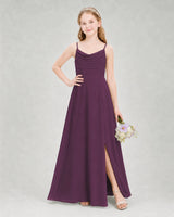 Grape Chiffon A-line Junior Bridesmaid Dress Front View