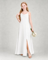 Ivory Chiffon A-line Junior Bridesmaid Dress Front View