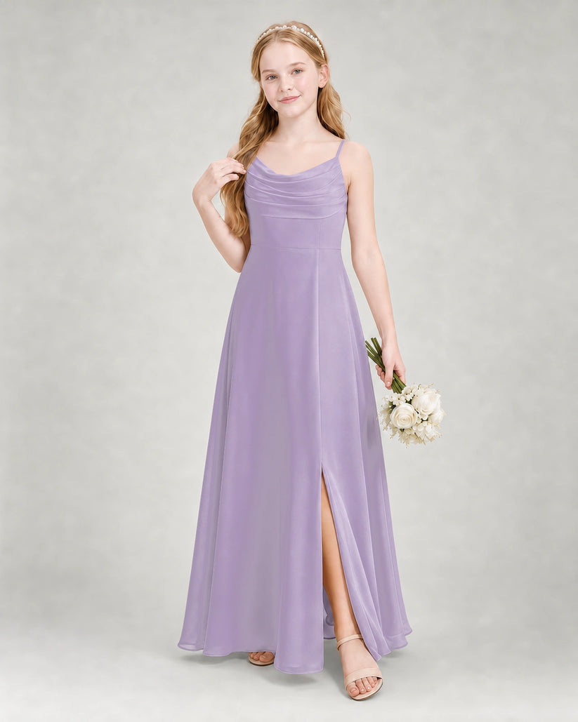 Lavender Chiffon A-line Junior Bridesmaid Dress Front View