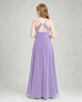 Lavender Chiffon A-line Junior Bridesmaid Dress Back View