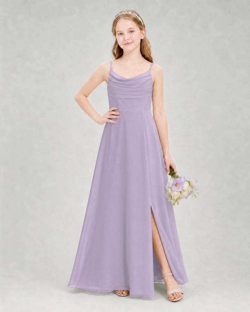 Lavender Chiffon A-line Junior Bridesmaid Dress Front View