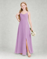 Lilac Chiffon A-line Junior Bridesmaid Dress Front View