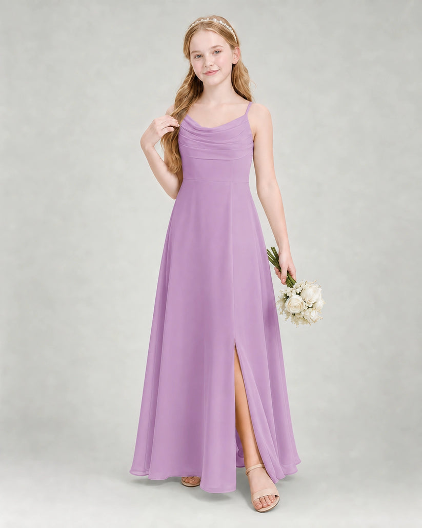 Lilac Chiffon A-line Junior Bridesmaid Dress Front View