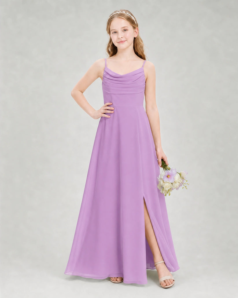 Lilac Chiffon A-line Junior Bridesmaid Dress Front View