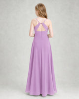 Lilac Chiffon A-line Junior Bridesmaid Dress Back View