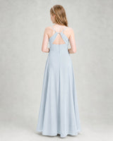 Mist Chiffon A-line Junior Bridesmaid Dress Back View