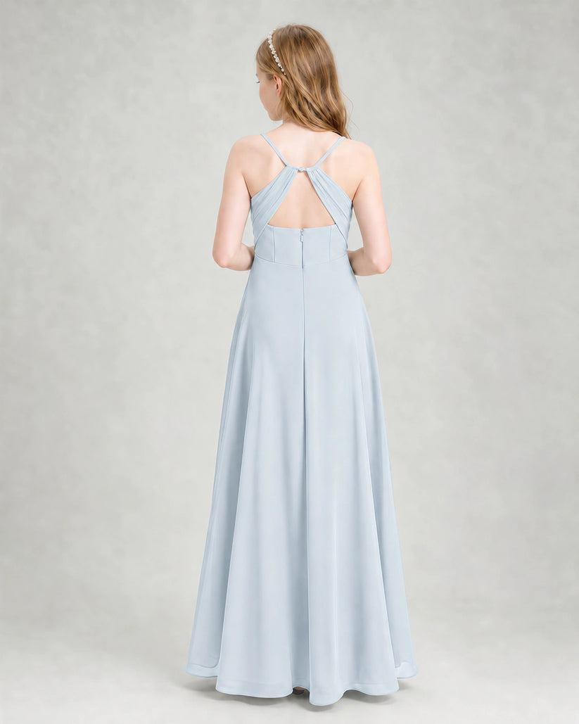 Mist Chiffon A-line Junior Bridesmaid Dress Back View