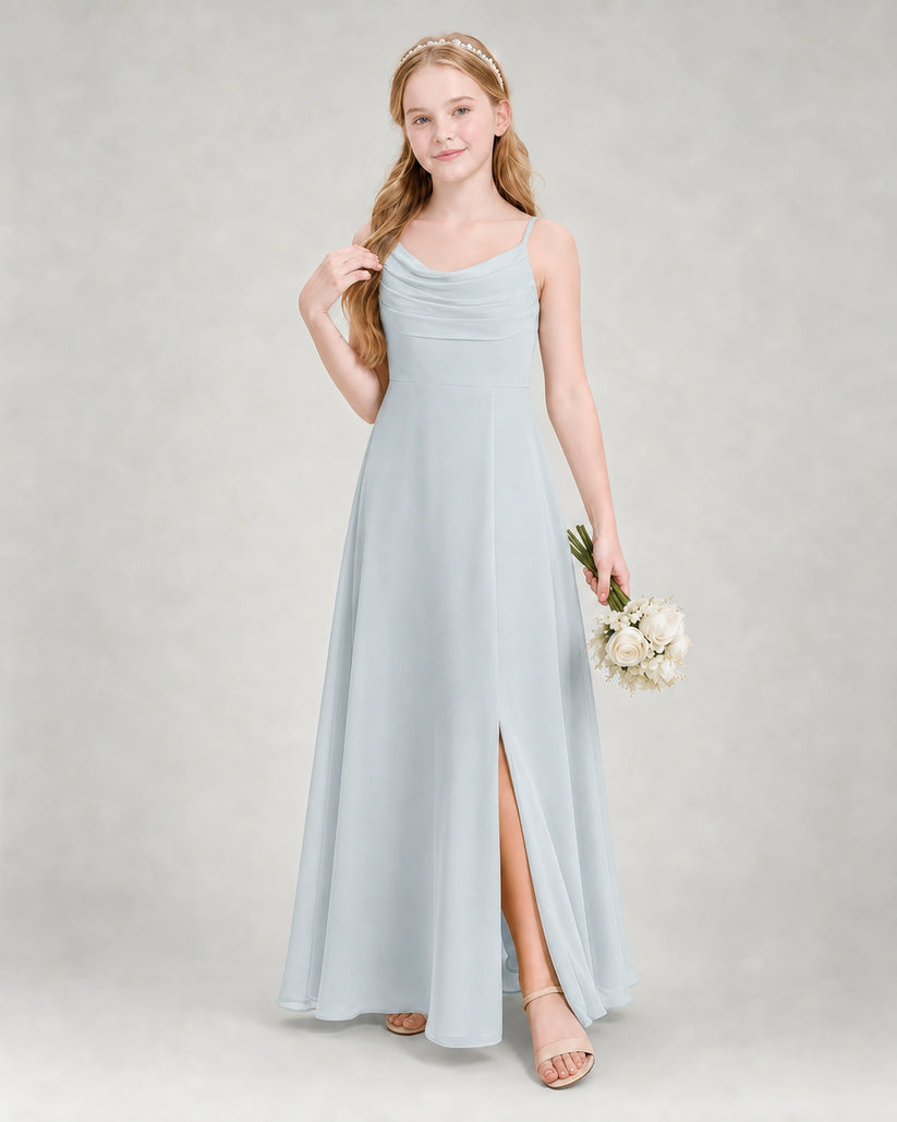 Mist Chiffon A-line Junior Bridesmaid Dress Front View