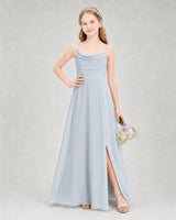 Mist Chiffon A-line Junior Bridesmaid Dress Front View
