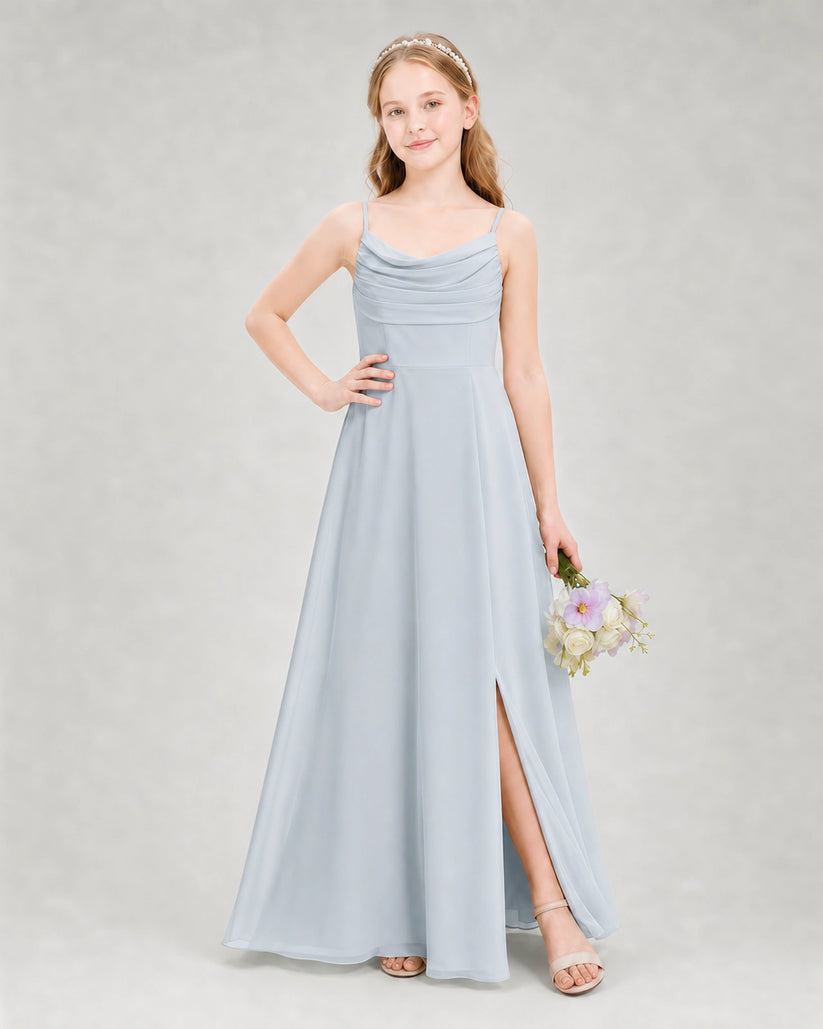 Mist Chiffon A-line Junior Bridesmaid Dress Front View