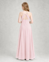 Pink Chiffon A-line Junior Bridesmaid Dress Back View