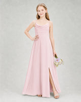 Pink Chiffon A-line Junior Bridesmaid Dress Front View