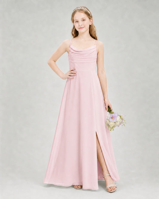 Pink Chiffon A-line Junior Bridesmaid Dress Front View