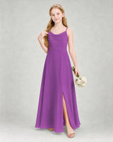 Purple Chiffon A-line Junior Bridesmaid Dress Front View