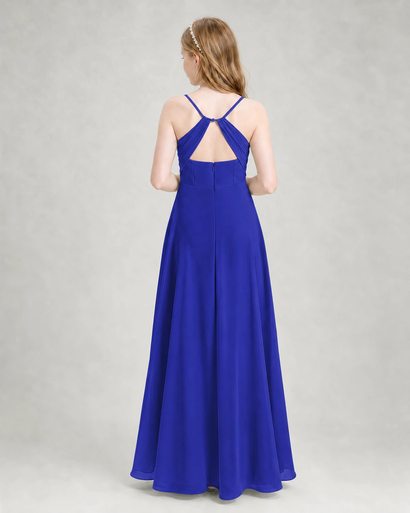 Royal Blue Chiffon A-line Junior Bridesmaid Dress Back View