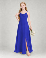 Royal Blue Chiffon A-line Junior Bridesmaid Dress Front View