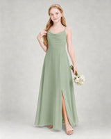 Sage Green Chiffon A-line Junior Bridesmaid Dress Front View