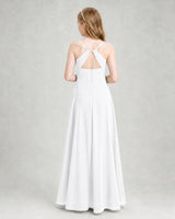 White Chiffon A-line Junior Bridesmaid Dress Back View