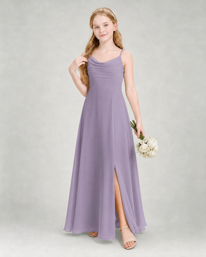 Wisteria Chiffon A-line Junior Bridesmaid Dress Front View