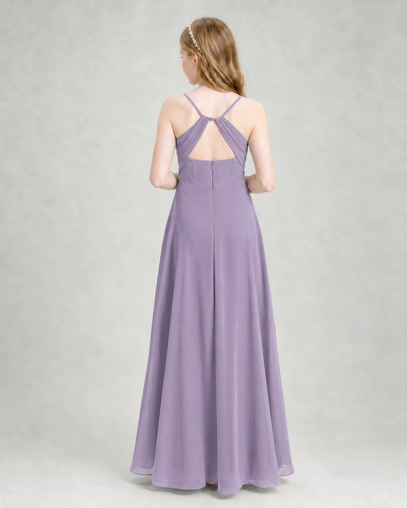Wisteria Chiffon A-line Junior Bridesmaid Dress Back View