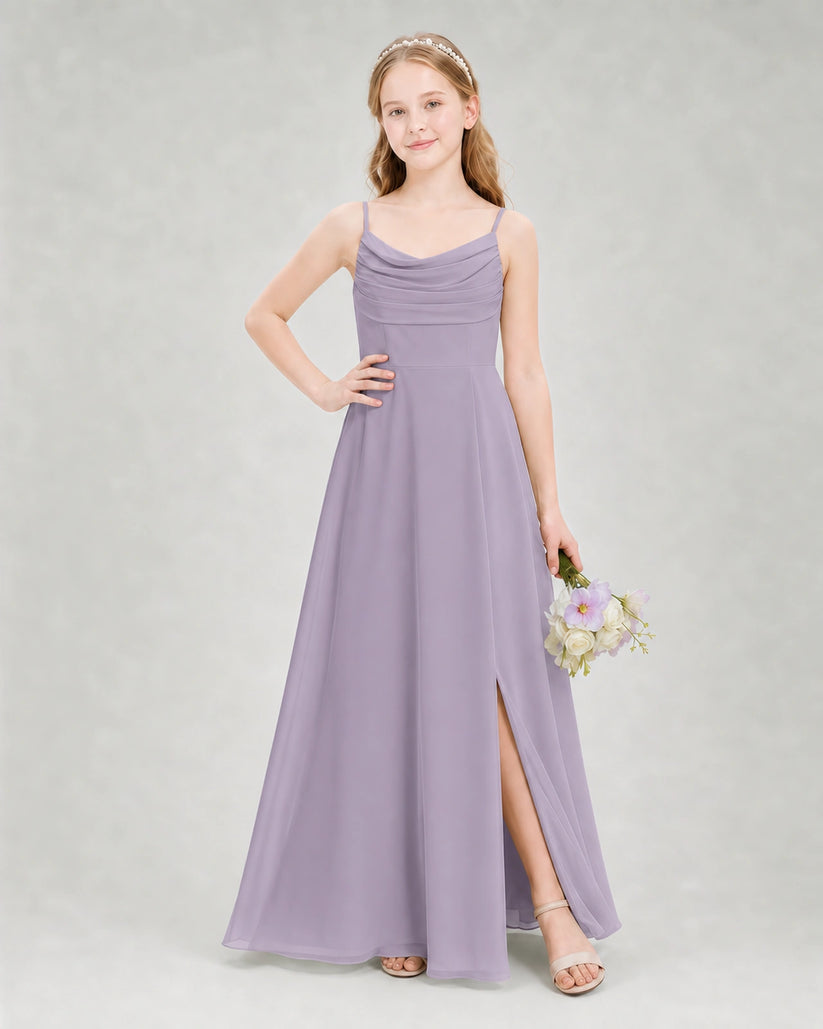 Wisteria Chiffon A-line Junior Bridesmaid Dress Front View