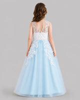 Baby Blue Ball Gown Flower Girl Dresses Back