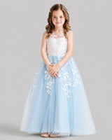 Baby Blue Ball Gown Flower Girl Dresses Front