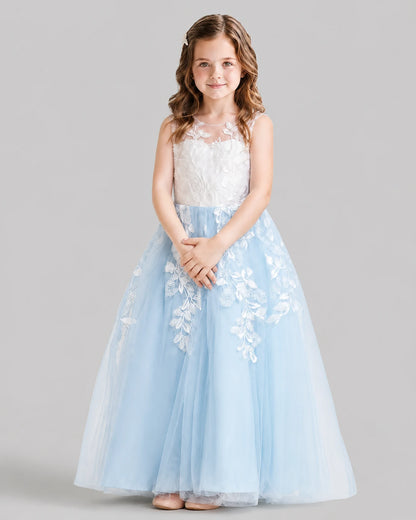 Baby Blue Ball Gown Flower Girl Dresses Front