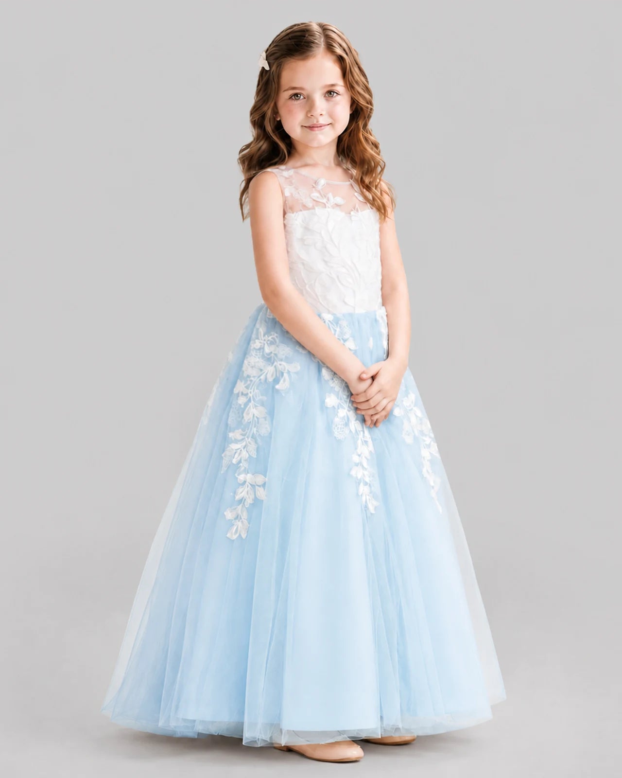 Baby Blue Ball Gown Flower Girl Dresses Side