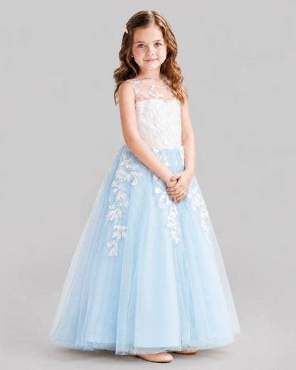 Baby Blue Ball Gown Flower Girl Dresses Side