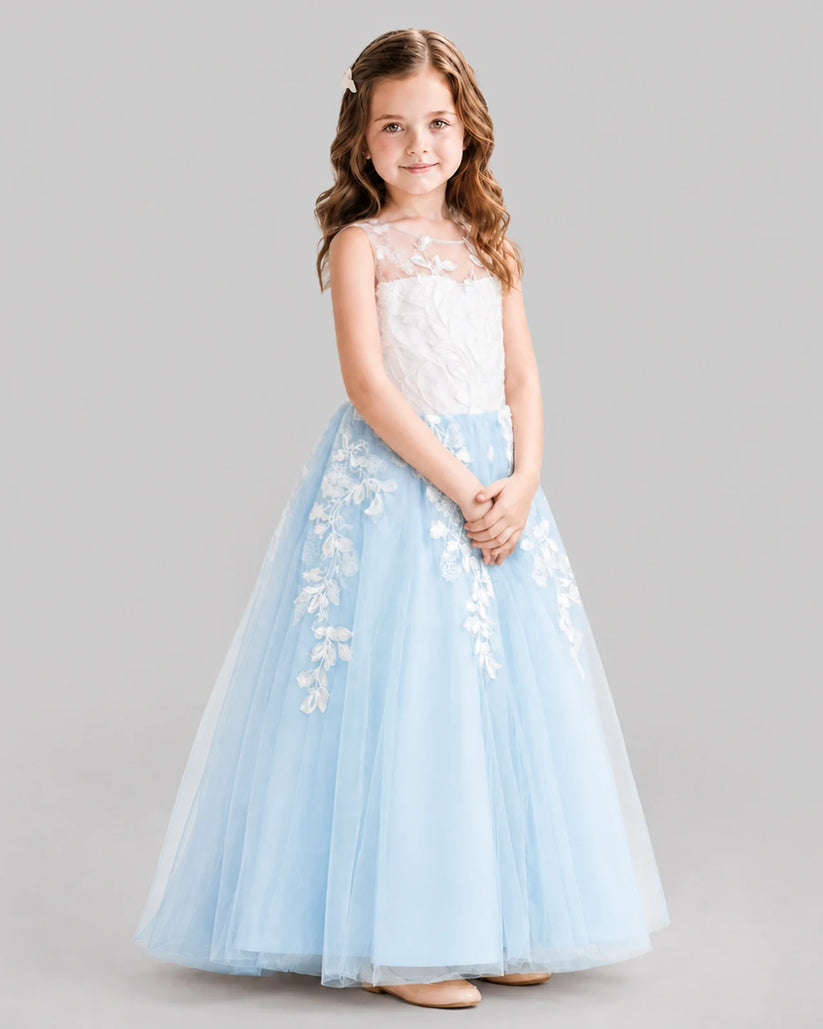Baby Blue Ball Gown Flower Girl Dresses Side