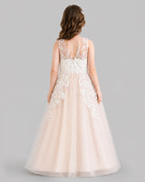 Blush Pink Ball Gown Flower Girl Dresses Back