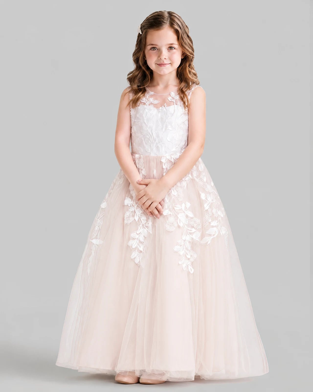 Blush Pink Ball Gown Flower Girl Dresses Front