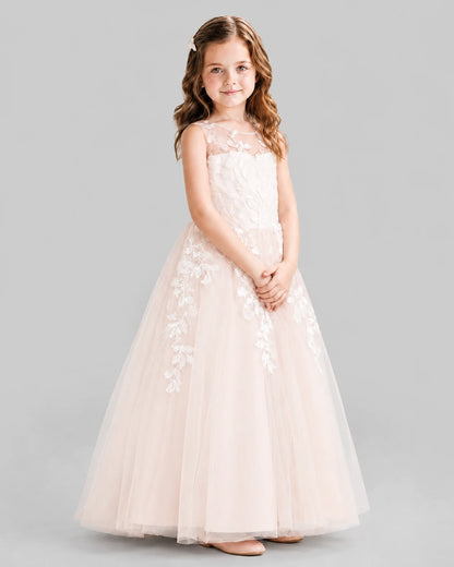 Blush Pink Ball Gown Flower Girl Dresses Side