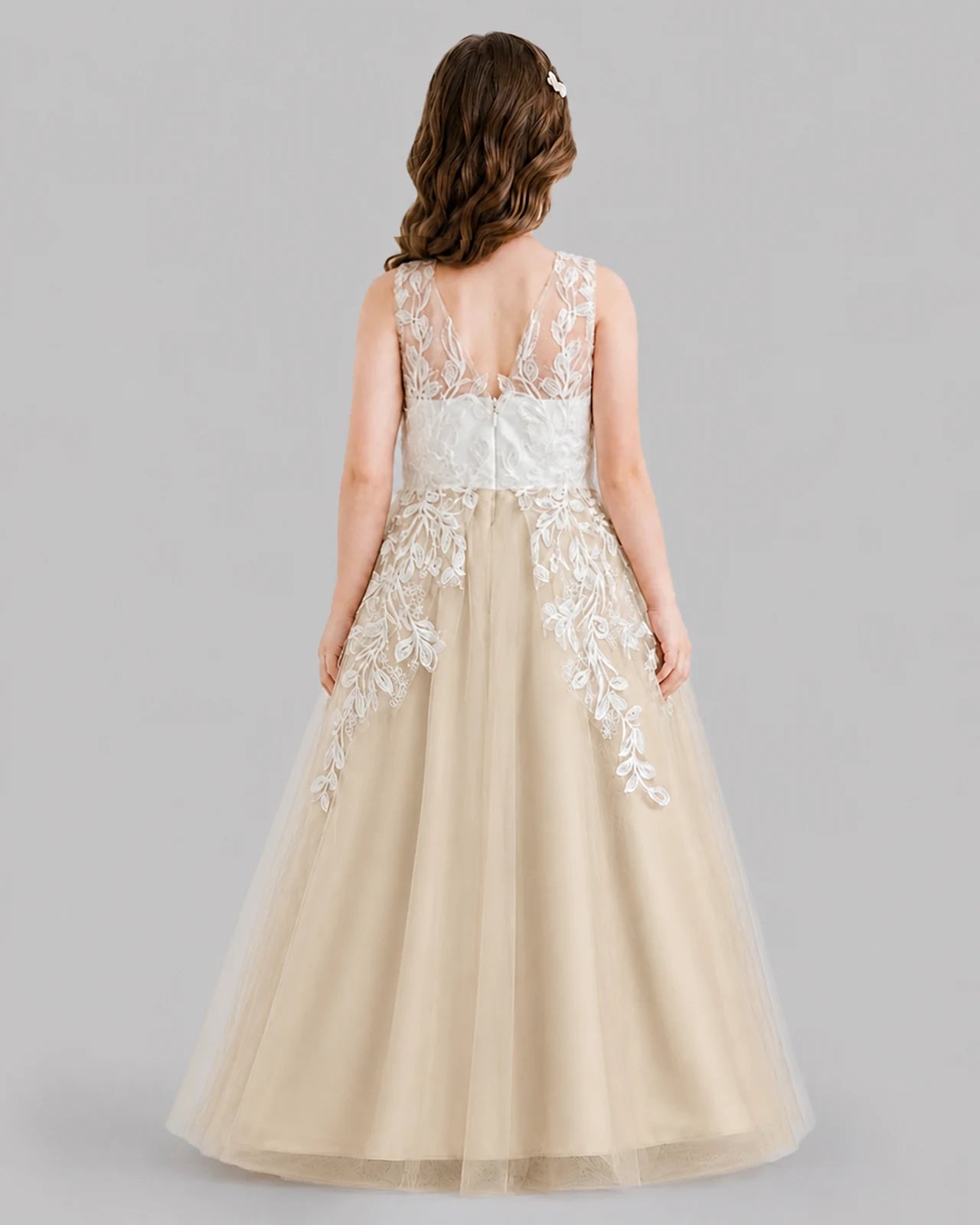 Champagne Ball Gown Flower Girl Dresses Back