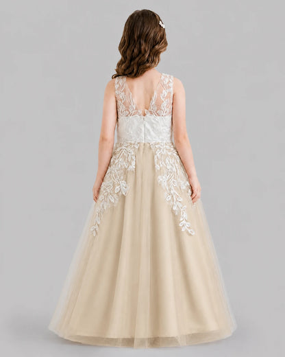 Champagne Ball Gown Flower Girl Dresses Back