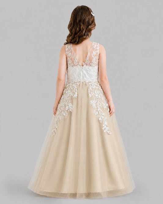 Champagne Ball Gown Flower Girl Dresses Back
