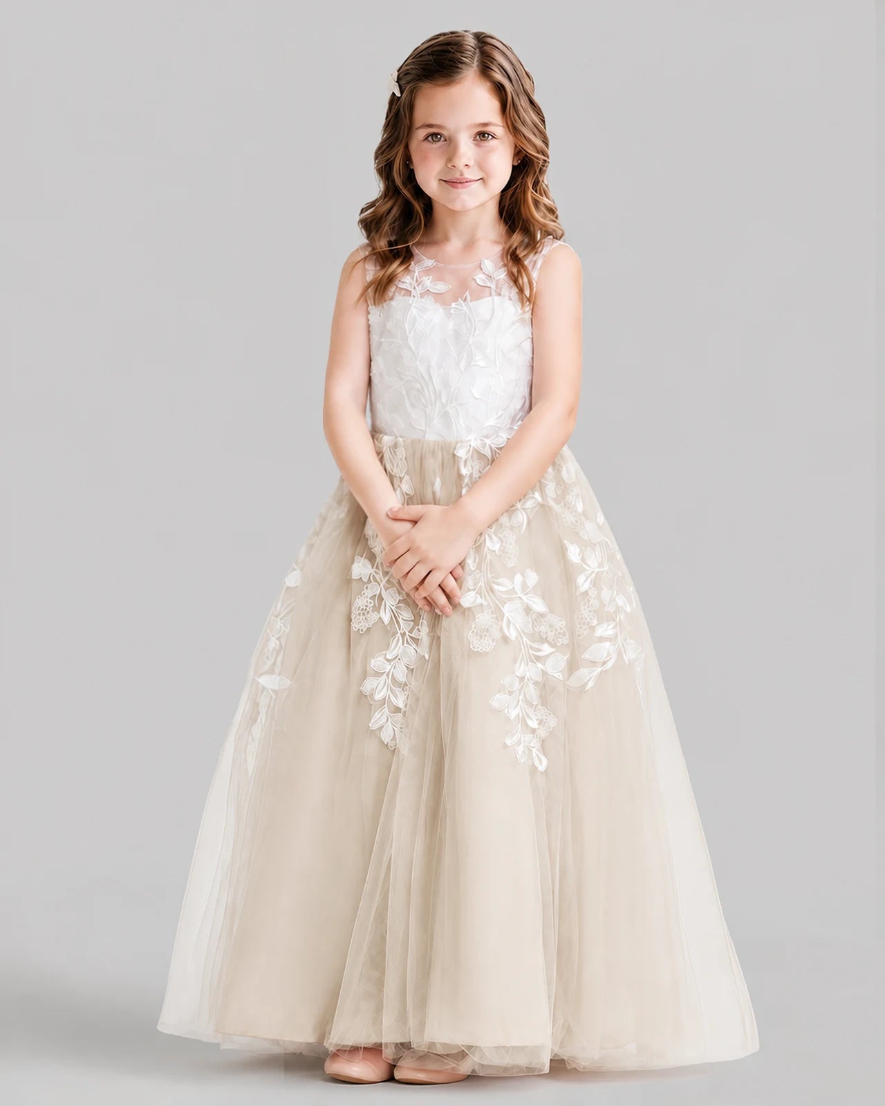 Champagne Ball Gown Flower Girl Dresses Front