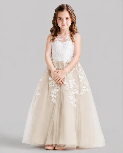 Champagne Ball Gown Flower Girl Dresses Front