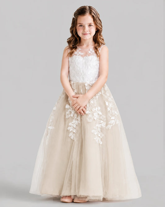 Champagne Ball Gown Flower Girl Dresses Front