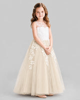 Champagne Ball Gown Flower Girl Dresses Side