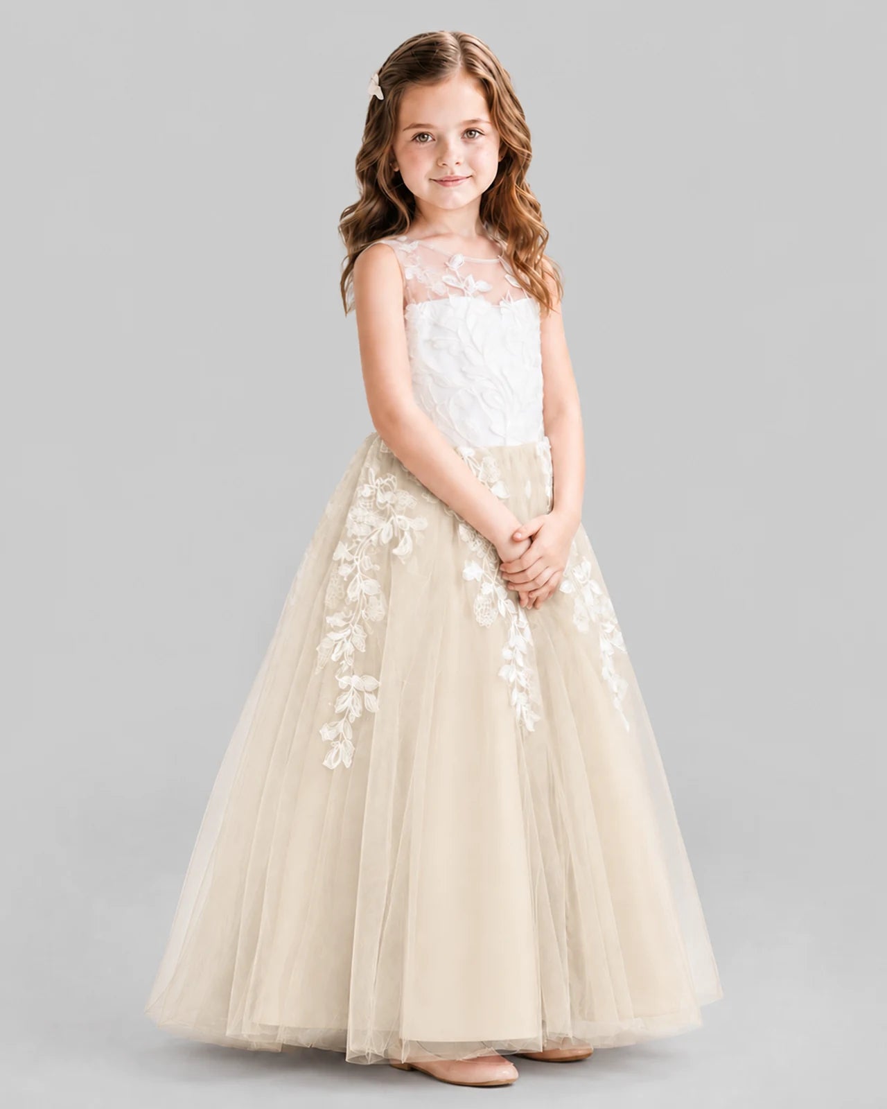 Champagne Ball Gown Flower Girl Dresses Side